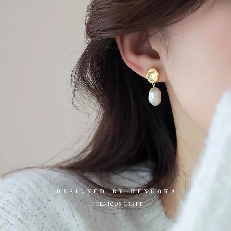 1 Pair IG Style Irregular Plating Alloy Freshwater Pearl Drop Earrings