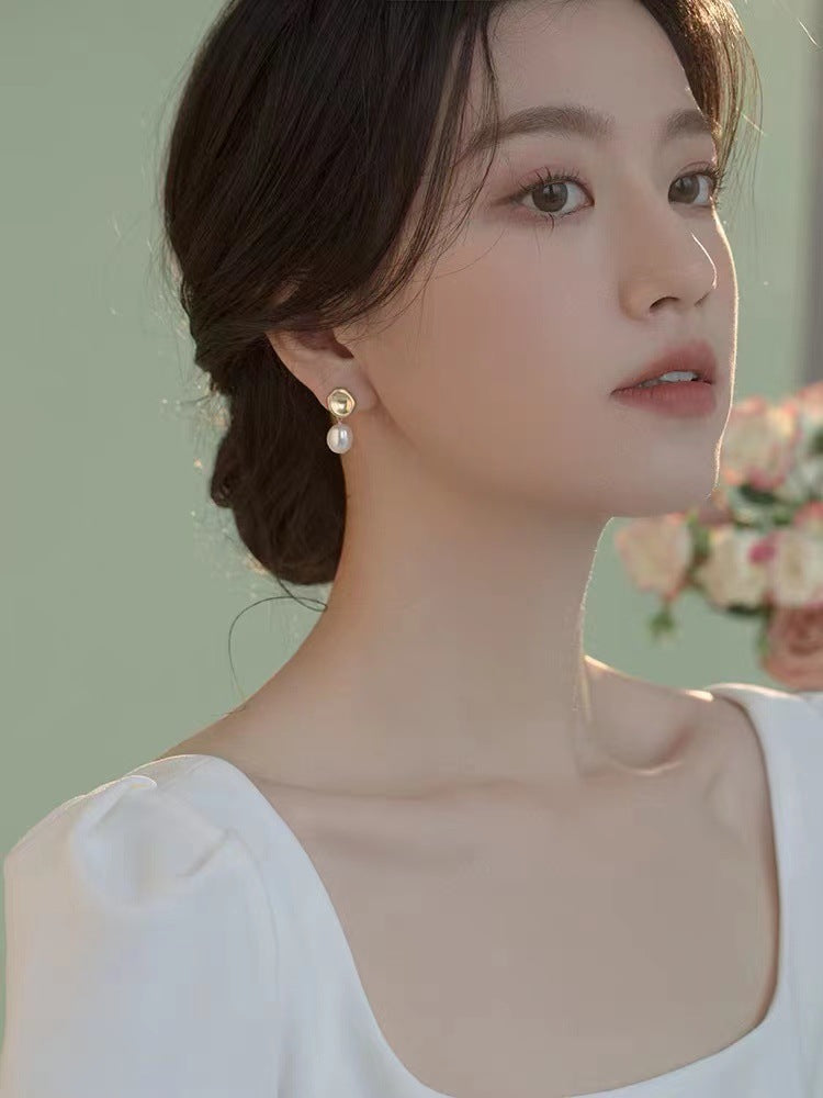 1 Pair IG Style Irregular Plating Alloy Freshwater Pearl Drop Earrings
