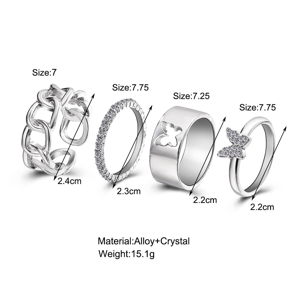 punk simple fashion temperament women's jewelry cute diamond ring