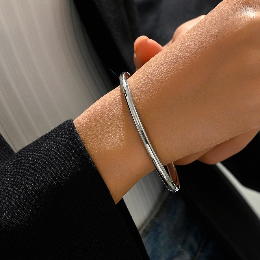 Basic Round 201 Stainless Steel 18K Gold Plated Bangle In Bulk