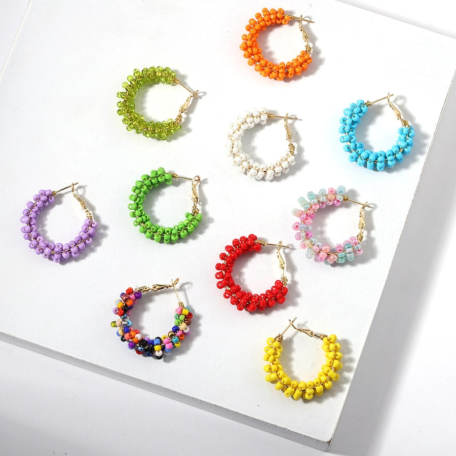 1 pair vacation circle plastic resin women's hoop earrings