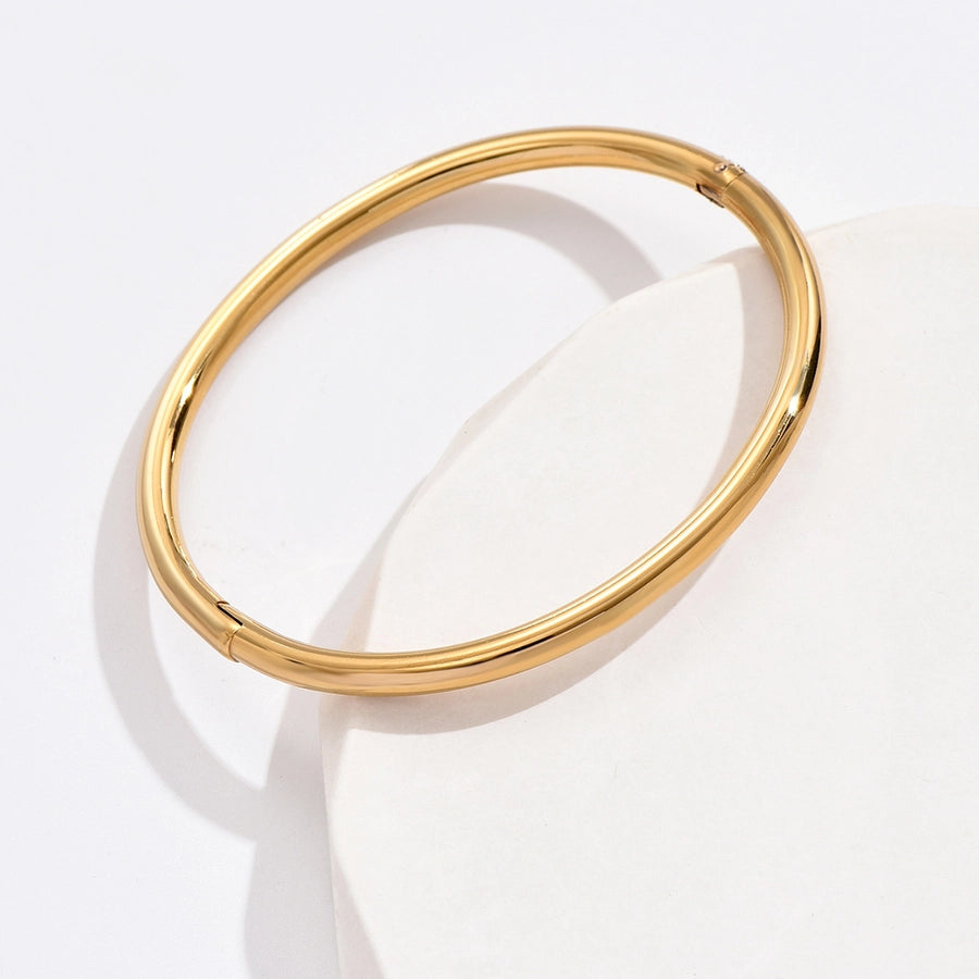Basic Round 201 Stainless Steel 18K Gold Plated Bangle In Bulk