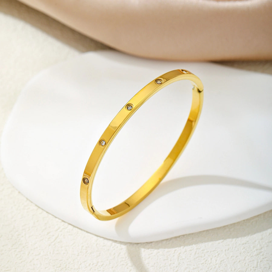 Simple Style Geometric 304 Stainless Steel 18K Gold Plated Silver Plated Bangle In Bulk
