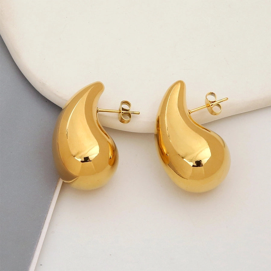 1 Pair Simple Style Water Droplets Plating 304 Stainless Steel Ear Studs