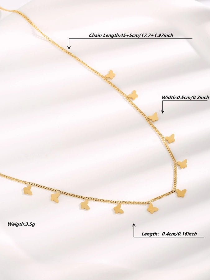 sweet simple style butterfly titanium steel plating gold plated necklace