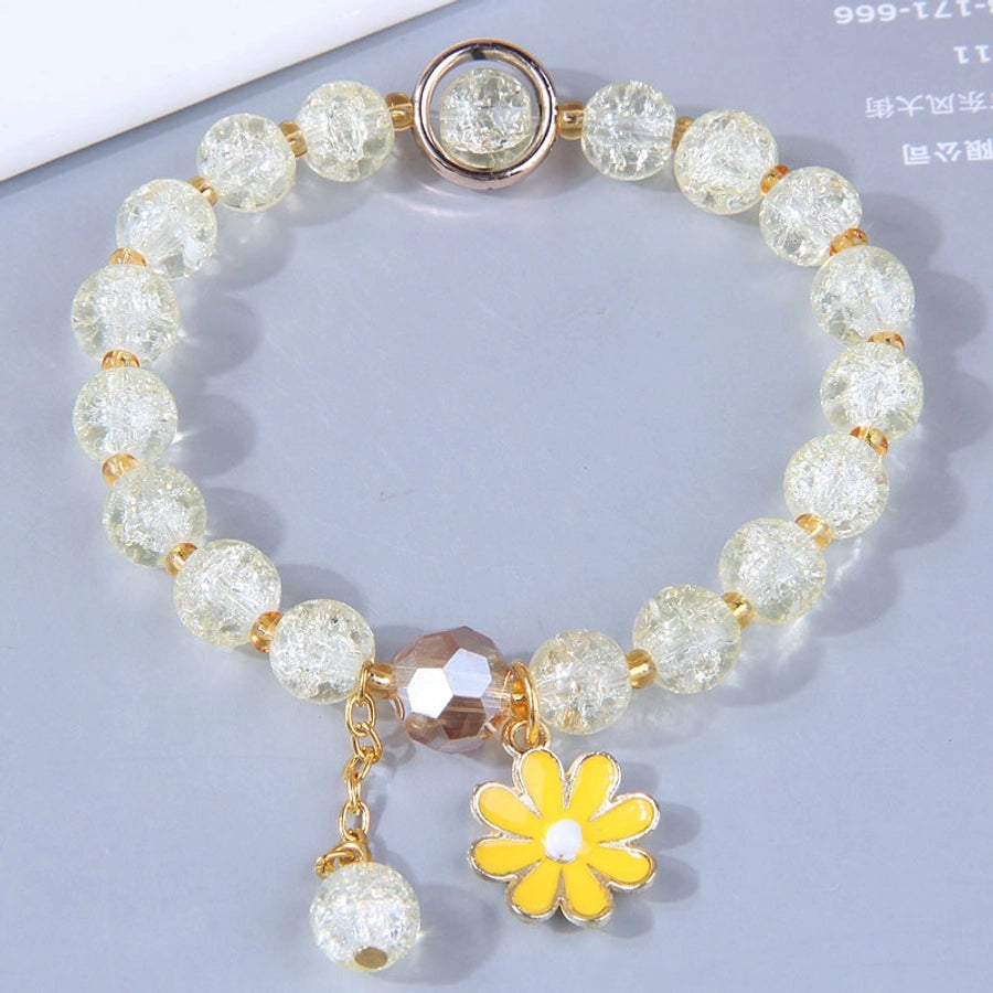 korean fashion simple small daisy pendant crystal beads bracelet