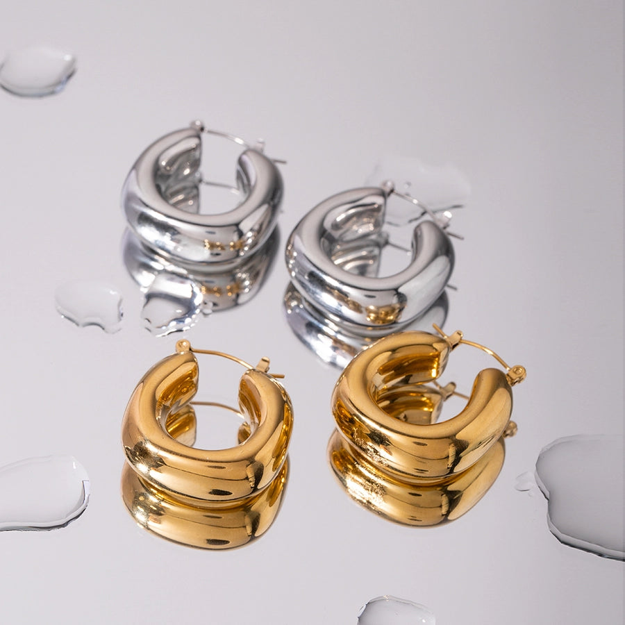 1 Pair IG Style Simple Style U Shape Solid Color 304 Stainless Steel 16K Gold Plated Earrings