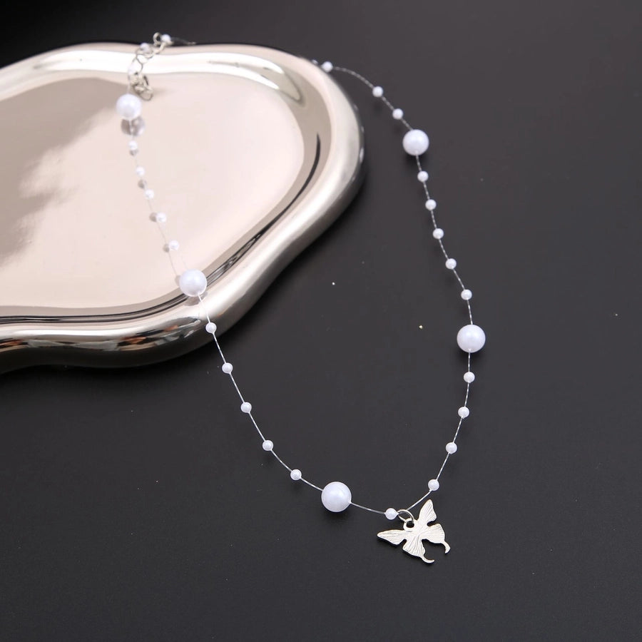 modern style butterfly alloy pendant necklace