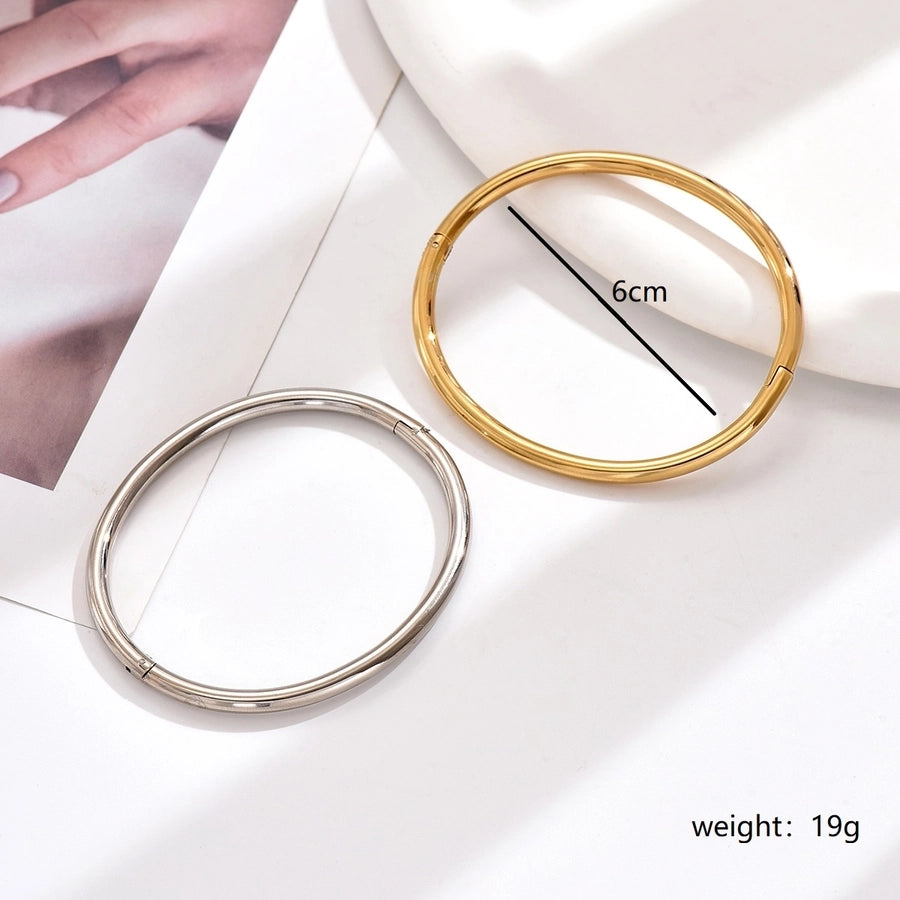 Basic Round 201 Stainless Steel 18K Gold Plated Bangle In Bulk
