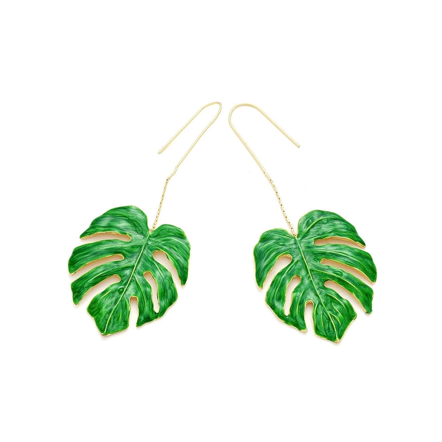 Sweet Leaf Zinc alloy Enamel Women's Drop Earrings 1 Pair