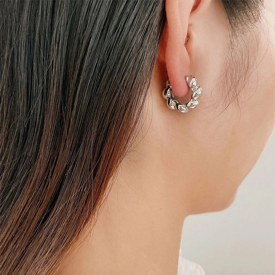 1 pair simple style twist plating copper 18k gold plated earrings
