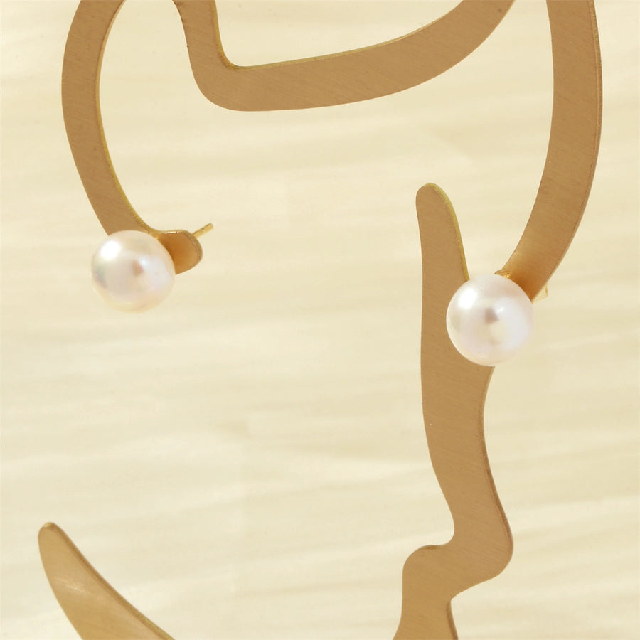 1 pair basic simple style round plating freshwater pearl copper 18k gold plated ear studs