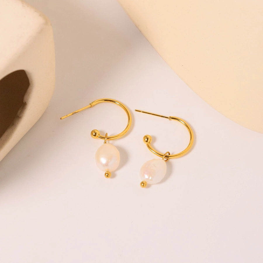 1 Pair Simple Style Classic Style Solid Color Patchwork Plating Titanium Steel 18K Gold Plated Drop Earrings