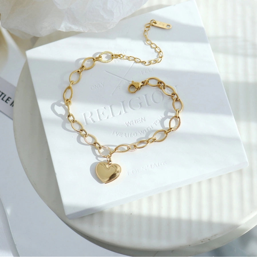 Titanium Steel 18K Gold Plated Simple Style Classic Style Plating Inlay Solid Color Pearl Bracelets