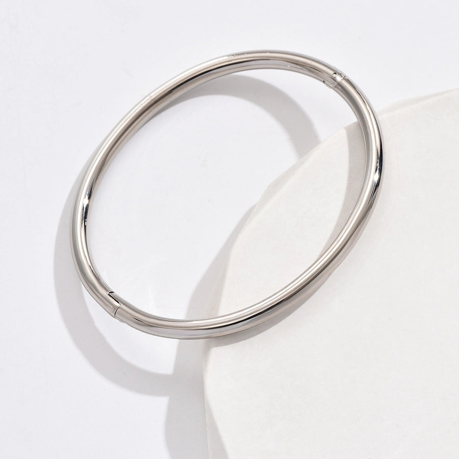 Basic Round 201 Stainless Steel 18K Gold Plated Bangle In Bulk
