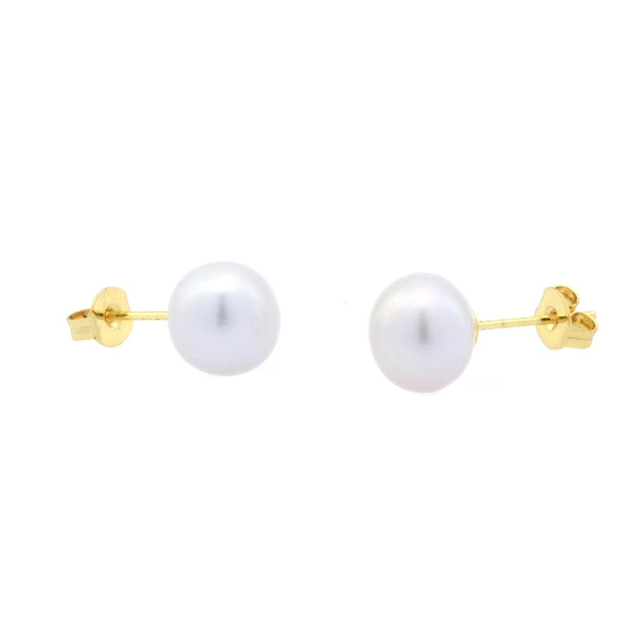 1 pair basic simple style round plating freshwater pearl copper 18k gold plated ear studs