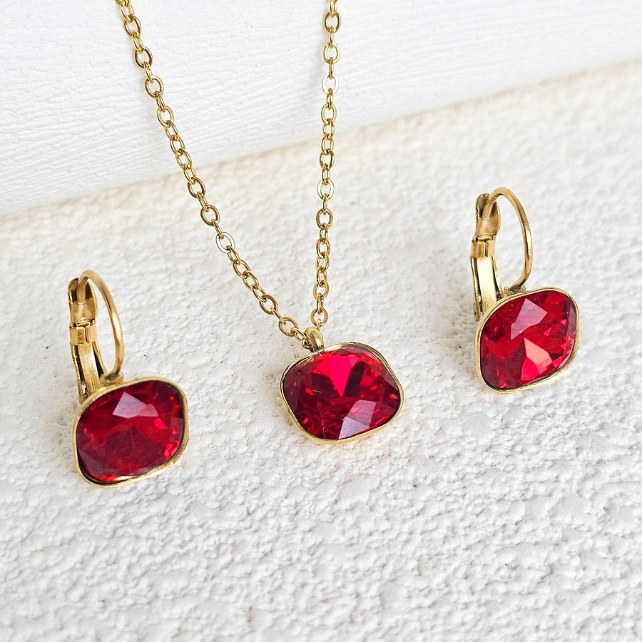 304 Stainless Steel Gold Plated Simple Style Shiny Inlay Square Zircon Jewelry Set