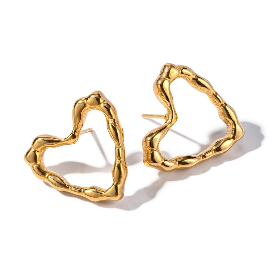 1 pair commute heart shape plating stainless steel 18k gold plated ear studs
