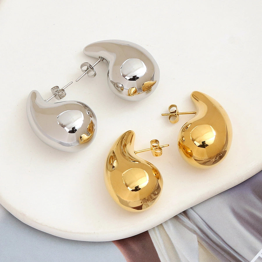 1 Pair Simple Style Water Droplets Plating 304 Stainless Steel Ear Studs