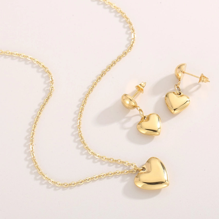 Titanium Steel 18K Gold Plated Modern Style Plating Heart Shape Bracelets Earrings Necklace