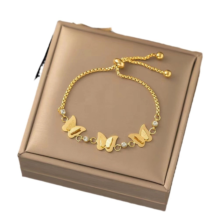 lady butterfly titanium steel plating inlay freshwater pearl bracelets