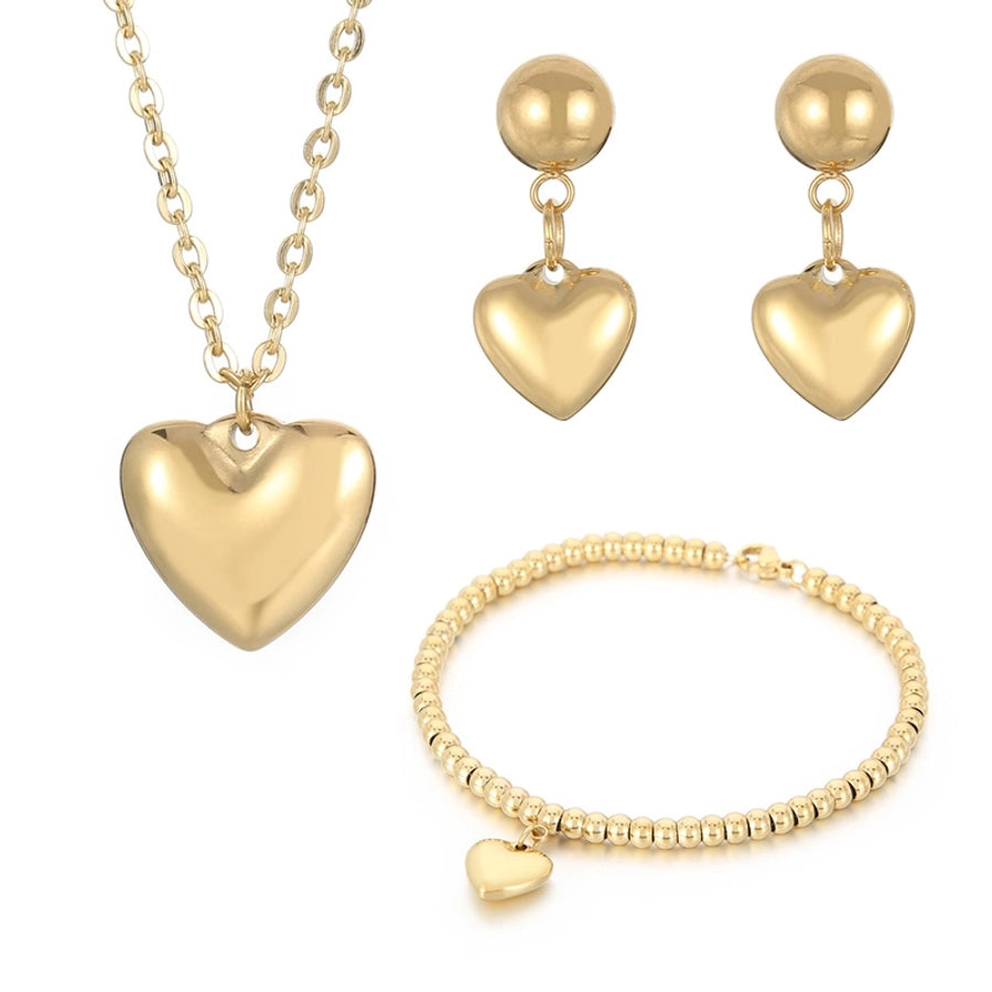 Titanium Steel 18K Gold Plated Modern Style Plating Heart Shape Bracelets Earrings Necklace
