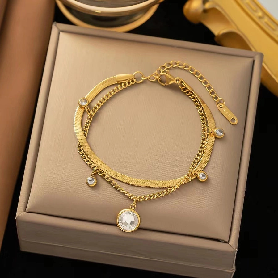 lady butterfly titanium steel plating inlay freshwater pearl bracelets