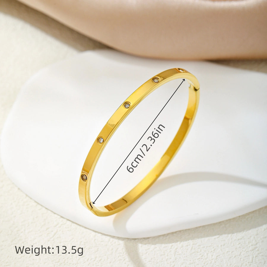 Simple Style Geometric 304 Stainless Steel 18K Gold Plated Silver Plated Bangle In Bulk