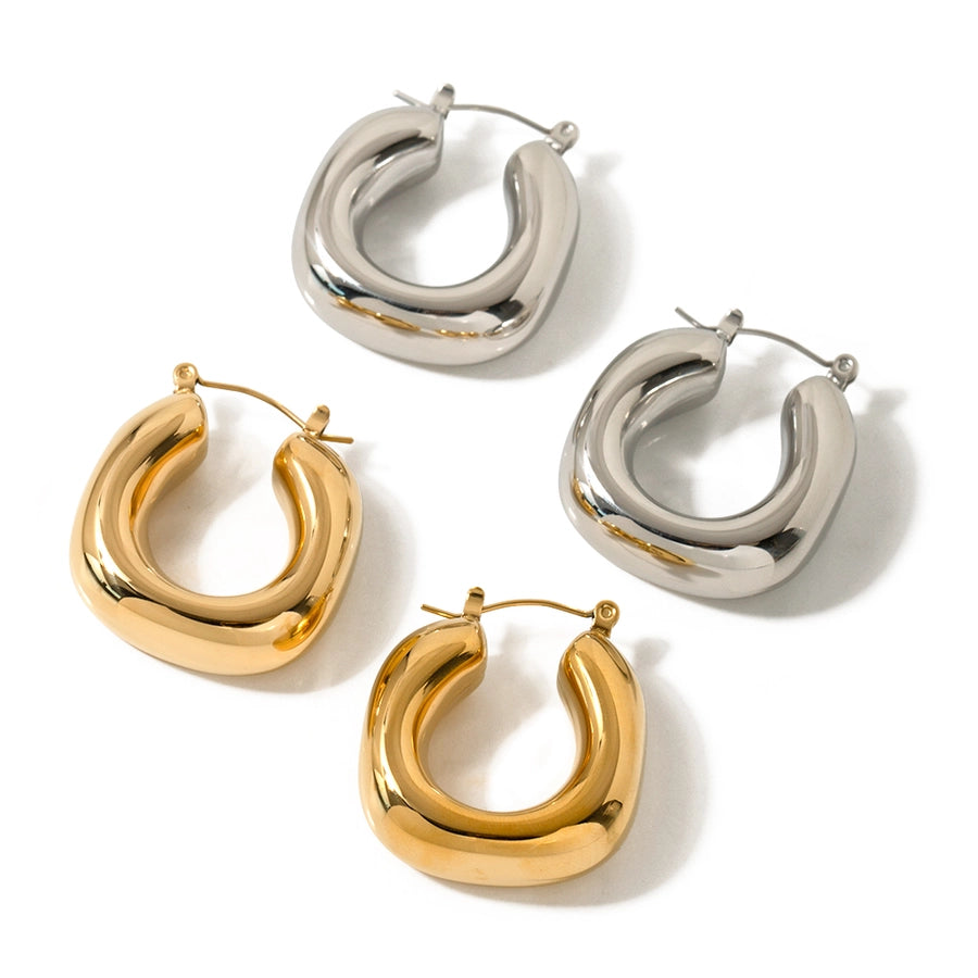 1 Pair IG Style Simple Style U Shape Solid Color 304 Stainless Steel 16K Gold Plated Earrings