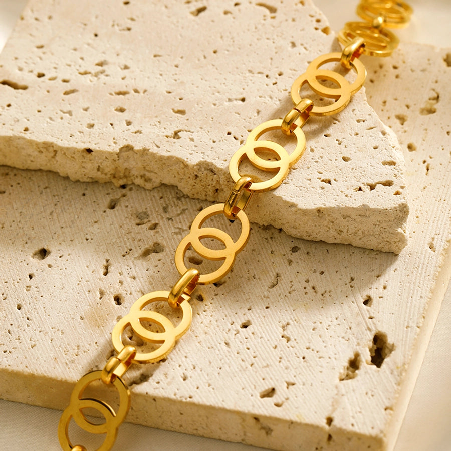 304 Stainless Steel 14K Gold Plated Simple Style Classic Style Plating Solid Color Necklace