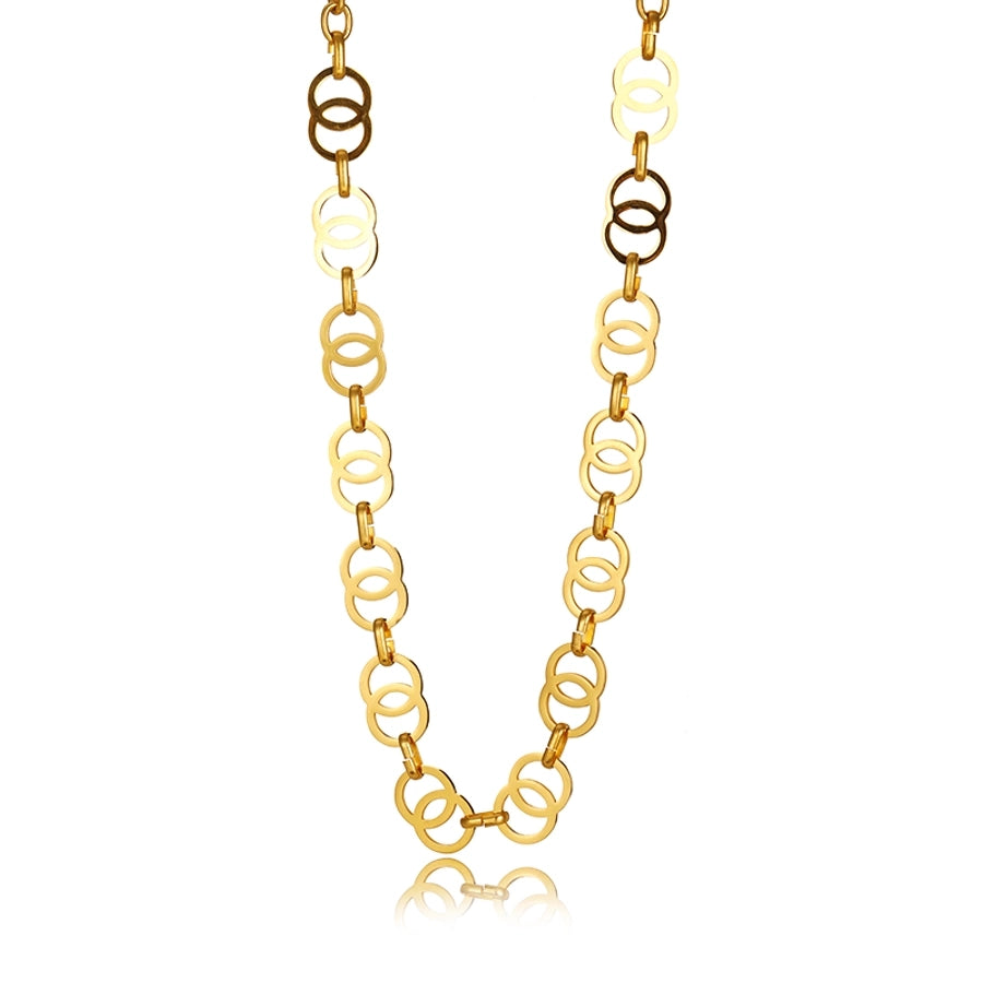 304 Stainless Steel 14K Gold Plated Simple Style Classic Style Plating Solid Color Necklace