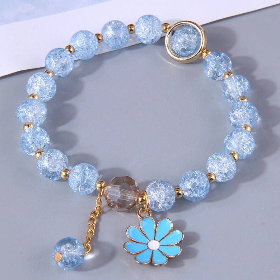 korean fashion simple small daisy pendant crystal beads bracelet