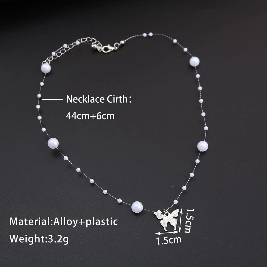 modern style butterfly alloy pendant necklace