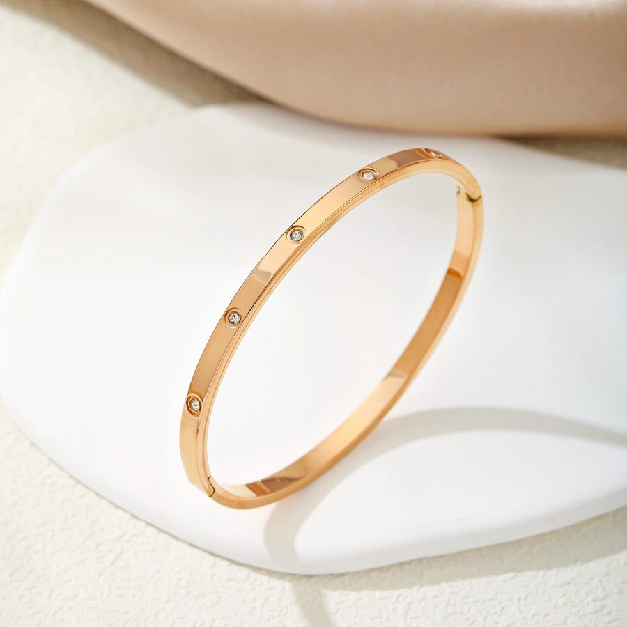 Simple Style Geometric 304 Stainless Steel 18K Gold Plated Silver Plated Bangle In Bulk