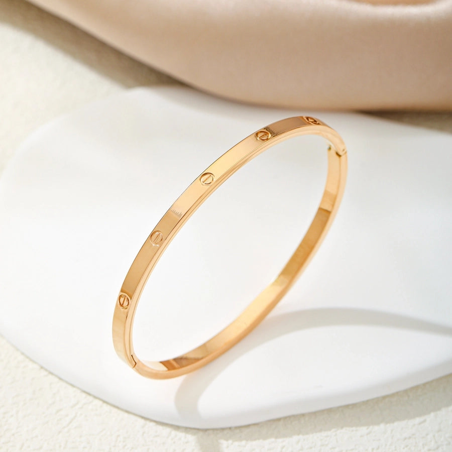Simple Style Geometric 304 Stainless Steel 18K Gold Plated Silver Plated Bangle In Bulk