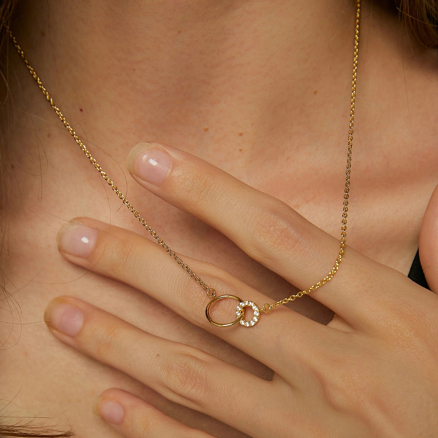 simple style round copper 18k gold plated zircon pendant necklace in bulk