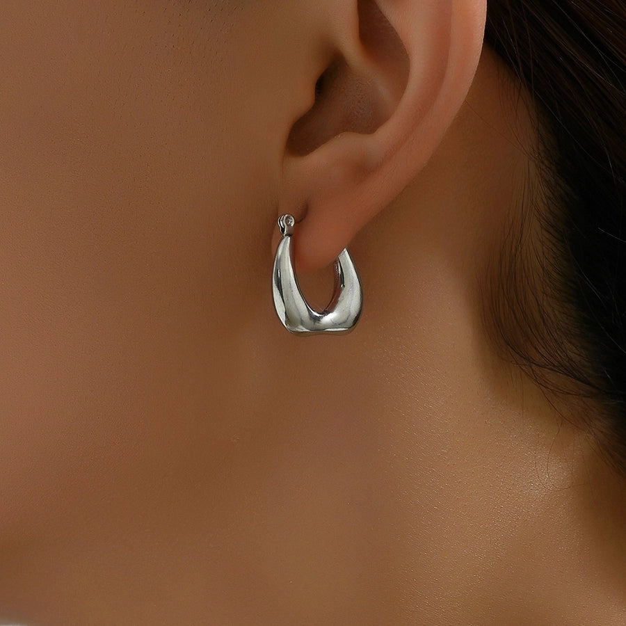1 Pair Basic Vintage Style U Shape Plating 201 Stainless Steel 18K Gold Plated Hoop Earrings
