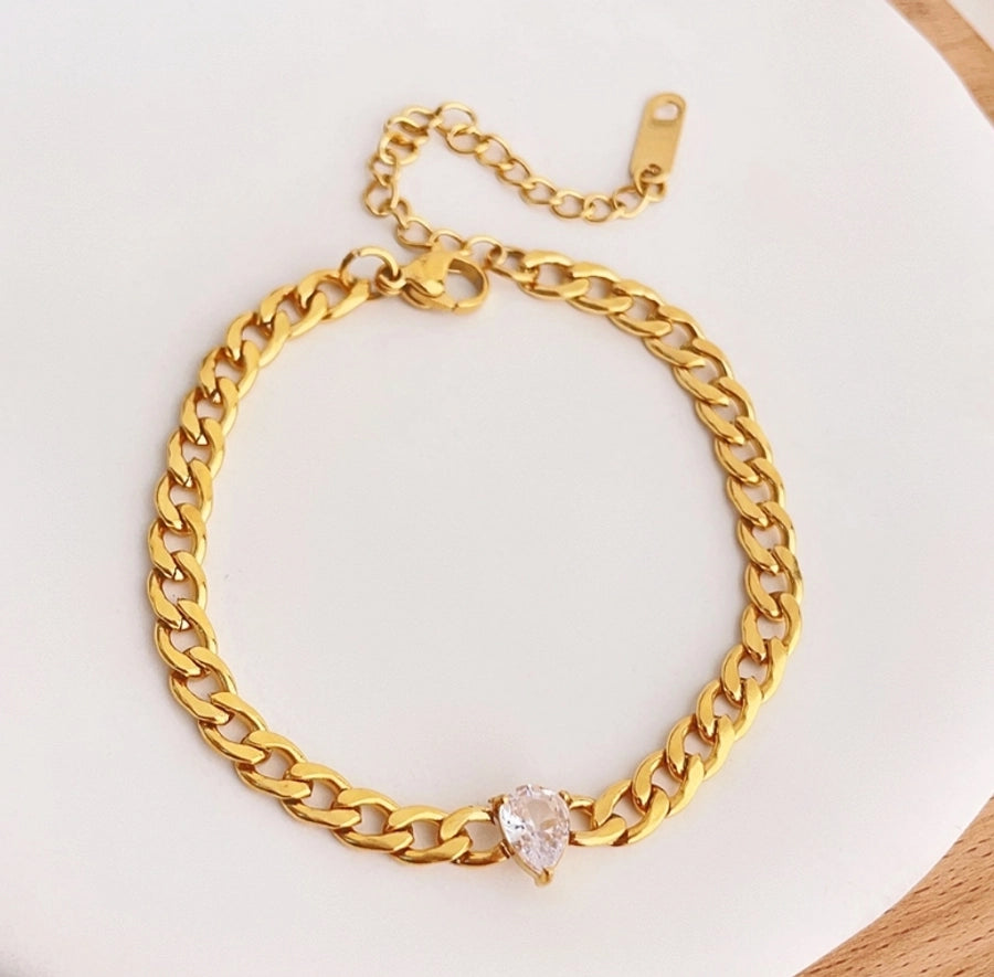 Stainless Steel Titanium Steel 18K Gold Plated Simple Style Plating Hollow Out Solid Color Bracelets