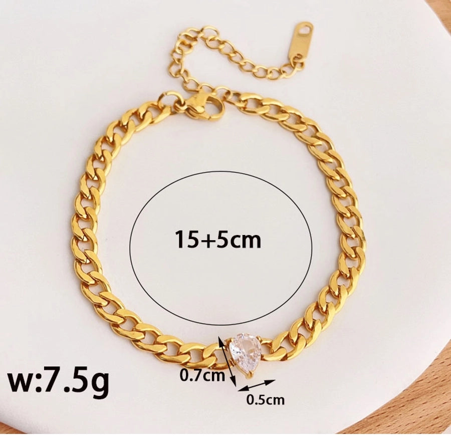 Stainless Steel Titanium Steel 18K Gold Plated Simple Style Plating Hollow Out Solid Color Bracelets