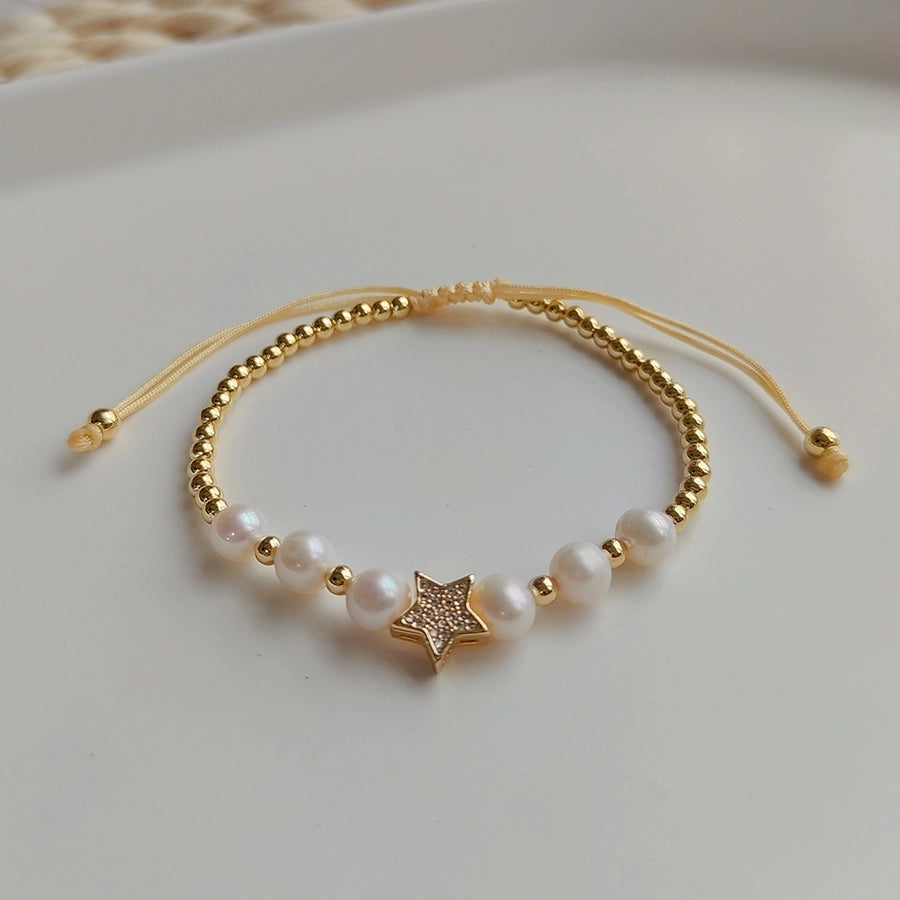 fashion star moon heart shape pearl beaded inlay rhinestones bracelets 1 piece