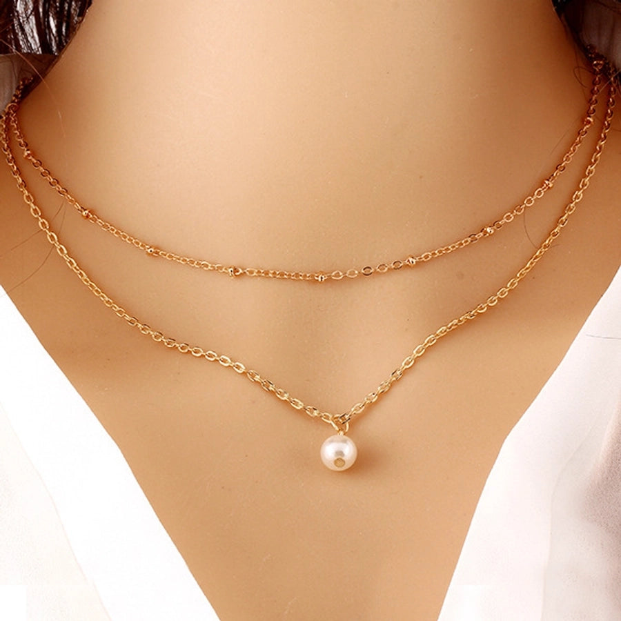 vintage style water droplets heart shape artificial pearl alloy women's necklace