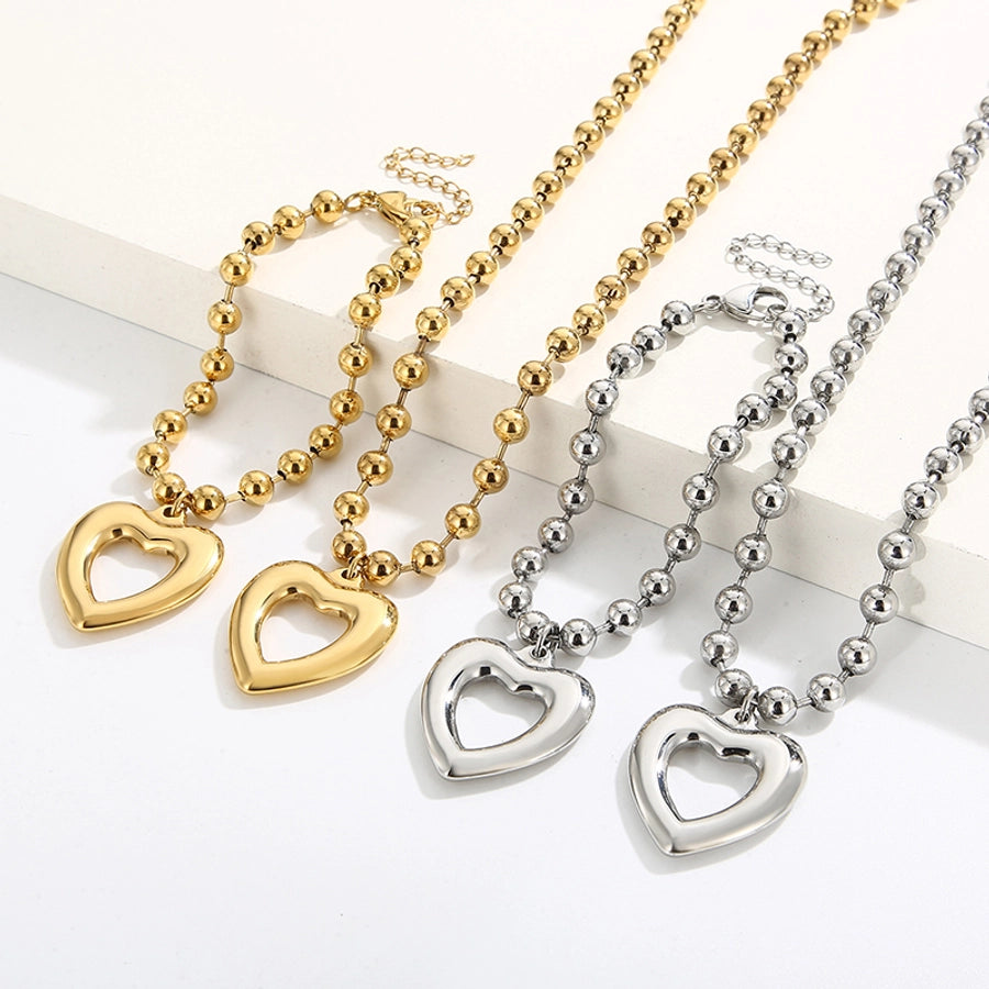 Stainless Steel 18K Gold Plated Streetwear Plating Heart Shape Bracelets Necklace