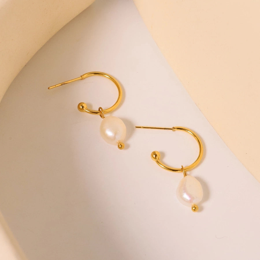 1 Pair Simple Style Classic Style Solid Color Patchwork Plating Titanium Steel 18K Gold Plated Drop Earrings