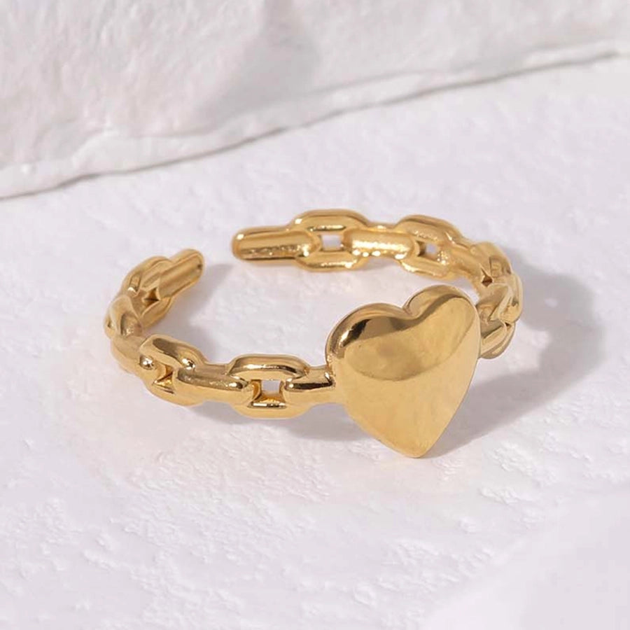 304 Stainless Steel 18K Gold Plated Casual Simple Style Plating Heart Shape Open Rings