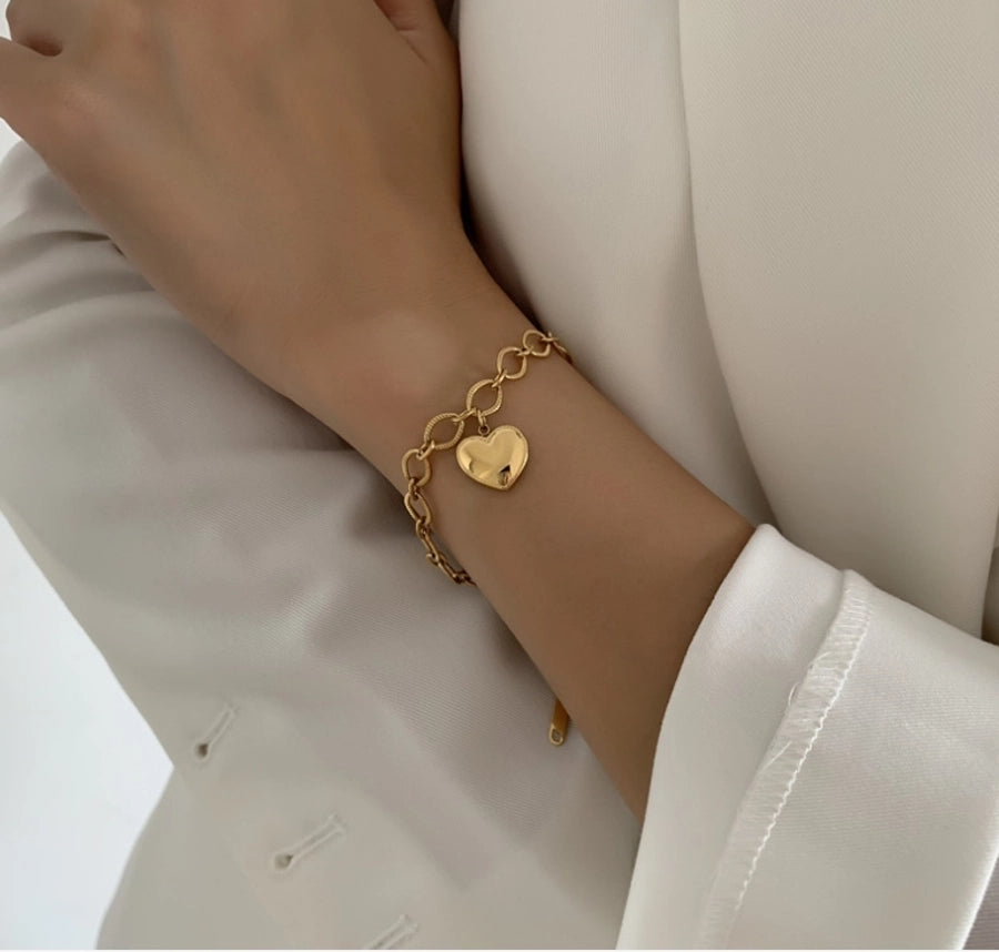 Titanium Steel 18K Gold Plated Simple Style Classic Style Plating Inlay Solid Color Pearl Bracelets