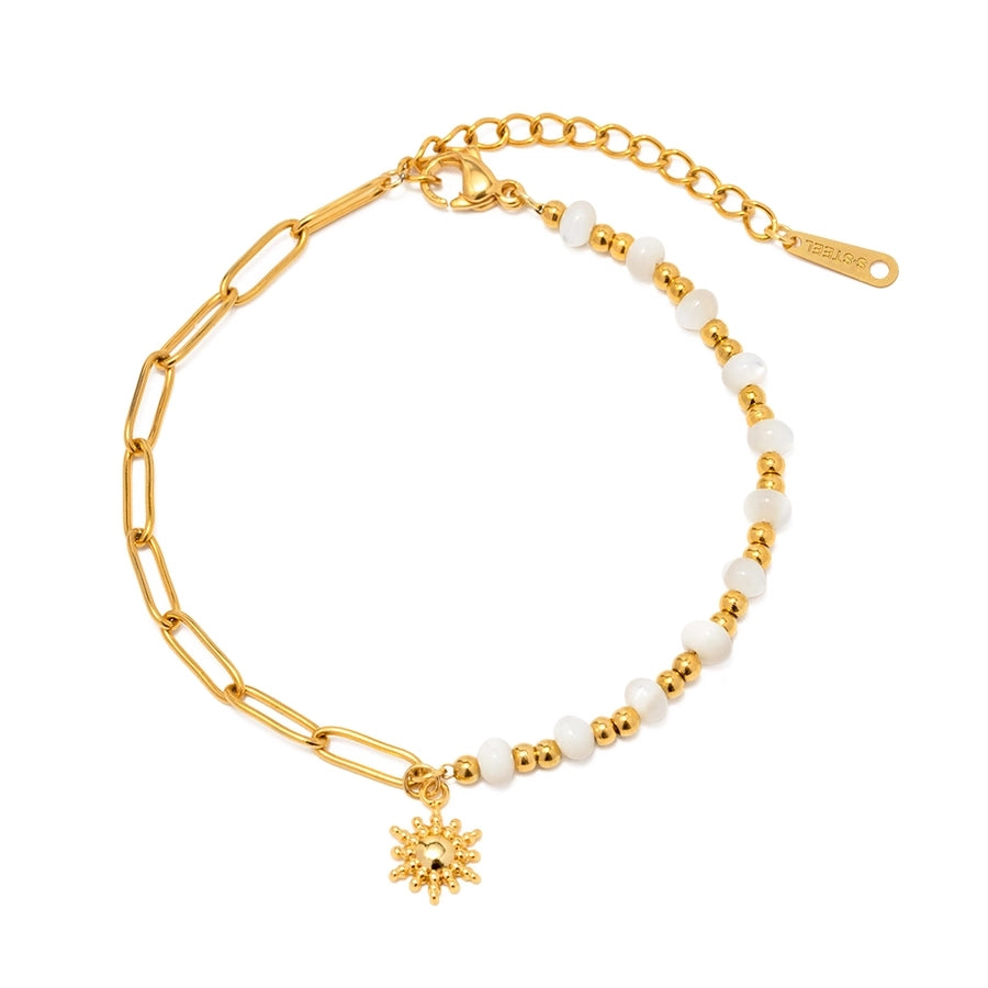 304 Stainless Steel 18K Gold Plated IG Style Simple Style Beaded Paper Clip Sun Bracelets