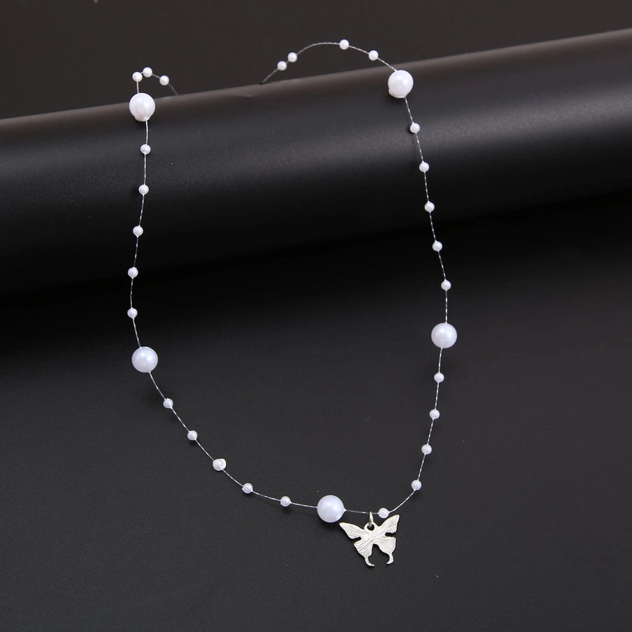 modern style butterfly alloy pendant necklace