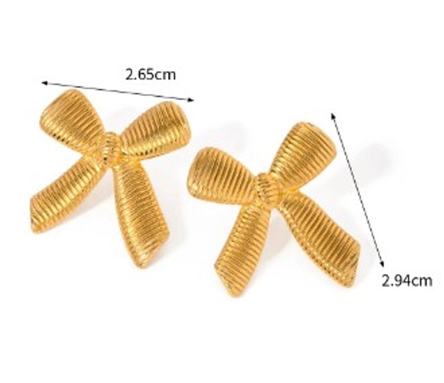 1 Pair IG Style Bow Knot Plating 304 Stainless Steel Drop Earrings