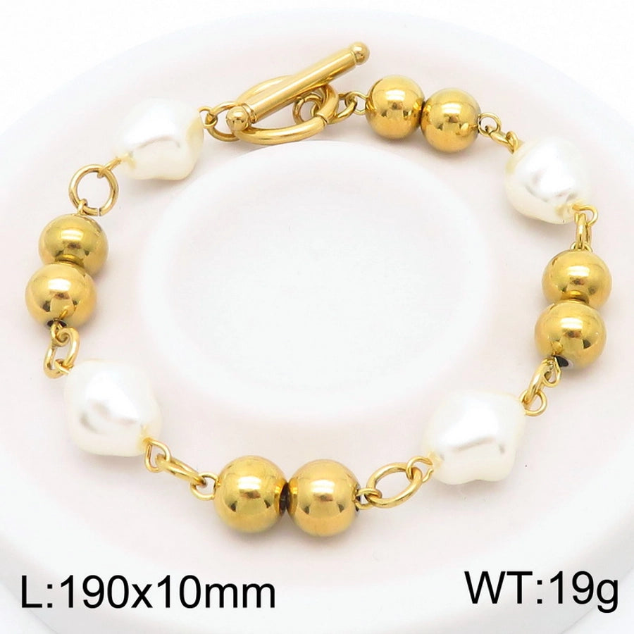 304 Stainless Steel Resin Simple Style Toggle Beaded Round Bracelets