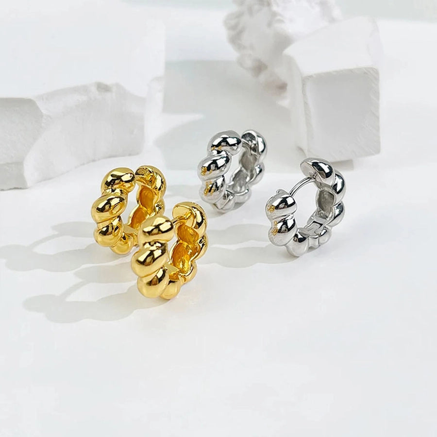 1 pair simple style twist plating copper 18k gold plated earrings